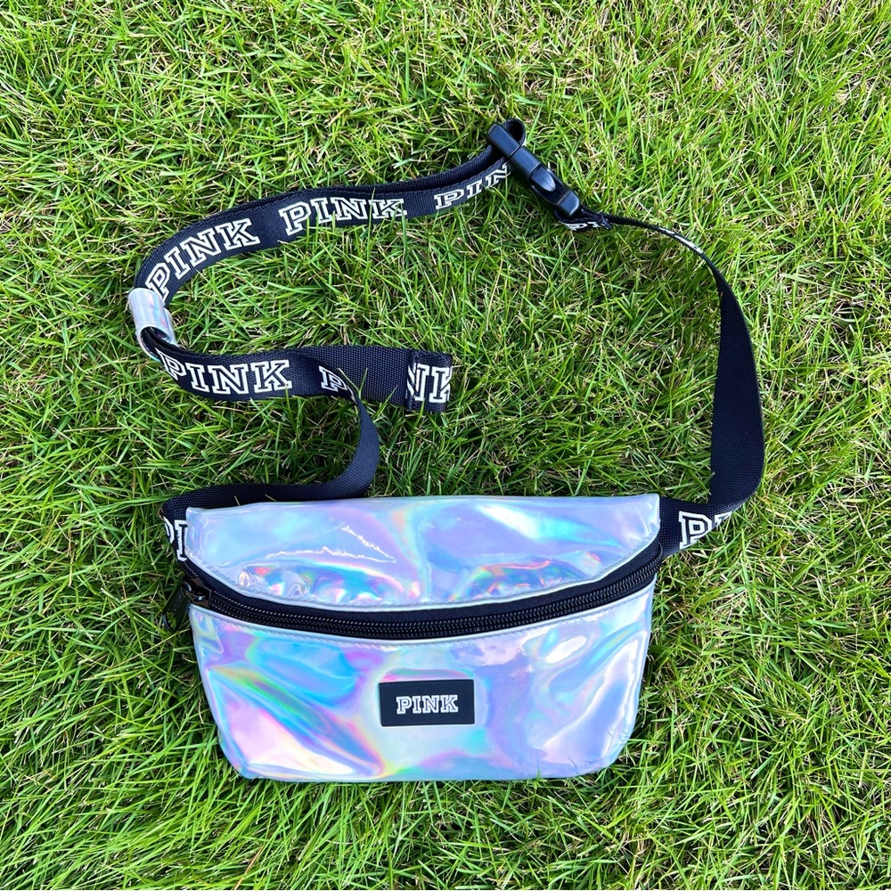 PINK metallic iridescent silver Fanny pack